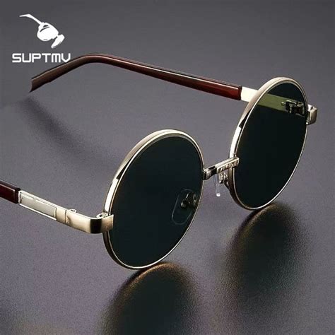 Suptmv Round Vintage Sunglasses For Men Sale Punk Style Metal Frames