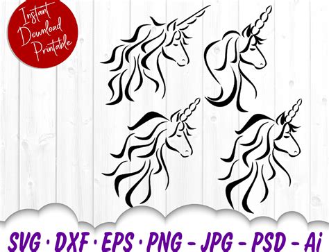 Einhorn Kopf Svg Bundle Einhorn Svg Dateien F R Cricut Etsy