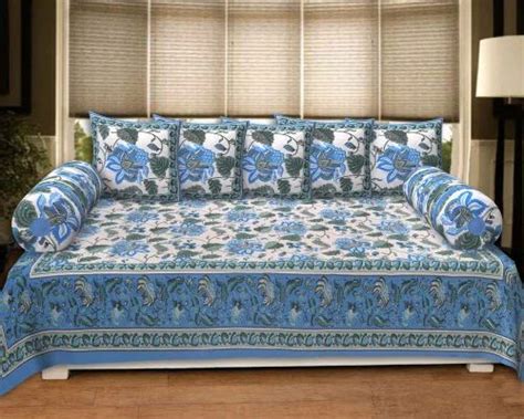 Single Bed Multicolor Jaipuri Printed Cotton Diwan Set For Home At Rs