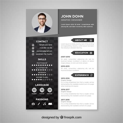 Premium Vector Black And White Resume Template