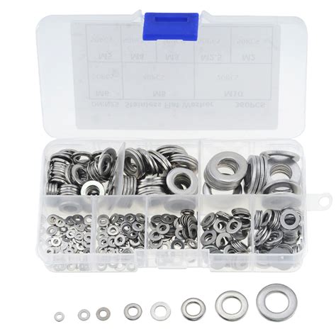 Pcs Box M M Stainless Steel Flat Washer Plain Gaskets Assortment