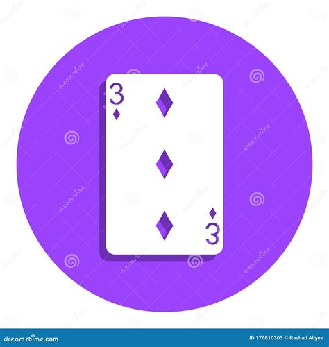 Playing Card Diamond Suit Three Badge Icon Simple Glyph Flat Vector