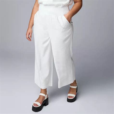 Plus Size Simply Vera Vera Wang Wide Leg Cropped Travel Pants