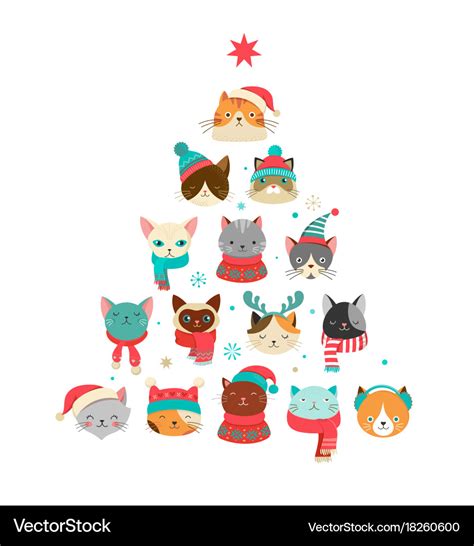 Cats Christmas Tree Royalty Free Vector Image Vectorstock