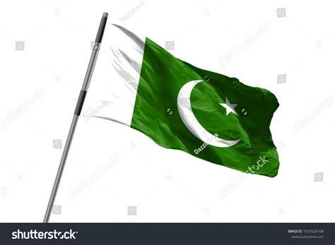 Pakistan Flag Waving Against White Background Stock Illustration