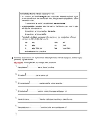 Indirect Objects And Indirect Object Pronouns PDF