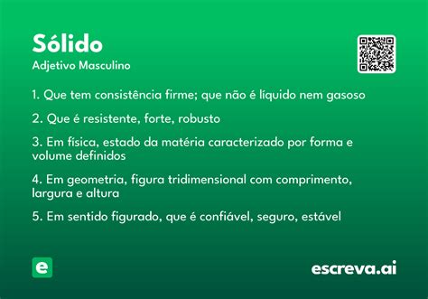 O Que Significa Sólida - Sólido - Significado e Sinônimo - escreva.ai