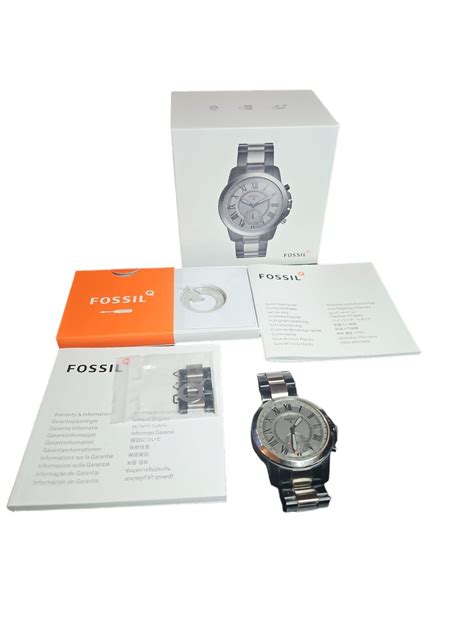 Fossil Hybrid Smartwatch Q Grant Smoke Stainless Steel Ftw1139 New Battery Ebay