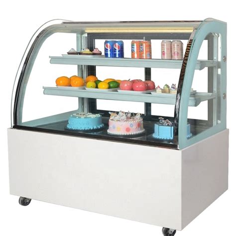 Curved Chiller Pastry Showcase Refrigerator Tier Stand Bakery Freezer