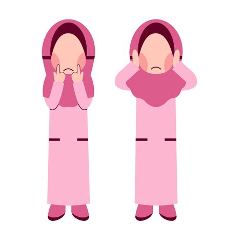 Set Of Hijab Girl Feeling Sad 22563759 Vector Art at Vecteezy