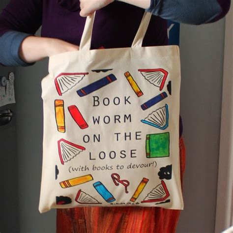 Book Worm Tote Bag Etsy