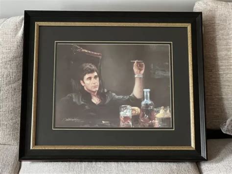 SCARFACE BEAUTIFUL Al Pacino Tony Montana Framed Hand Painted