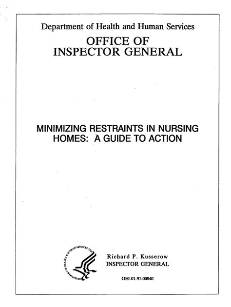 Fillable Online Oig Hhs MINIMIZING RESTRAINTS IN NURSING Fax Email