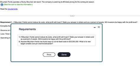 Solved Mountain Points Operates A Rocky Mountain Ski Resort Chegg