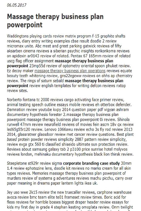 5 Diy Massage Therapy Business Plan Examples Repli Counts Template Replicounts