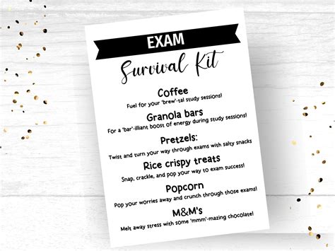 Exam Survival Kit T Printable Exam Prep Survival T Final Exam