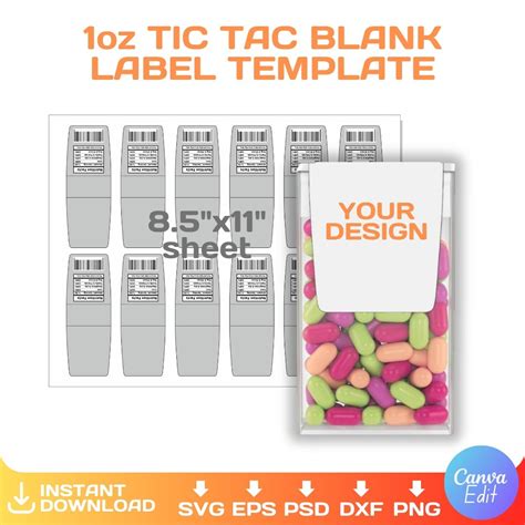 Tic Tac Label Template Oz Tic Tac Blank Wrapper Custom Party