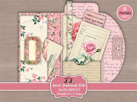 Valentines Day Junk Journal Folio Printables Scrapbook Valentine