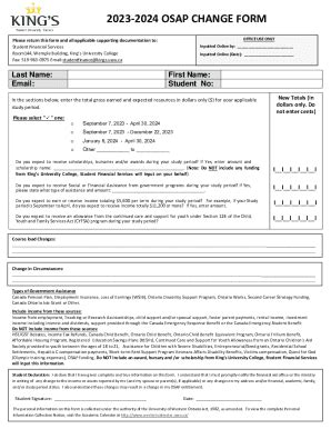 Fillable Online 2023 2024 OSAP CHANGE FORM Fax Email Print PdfFiller