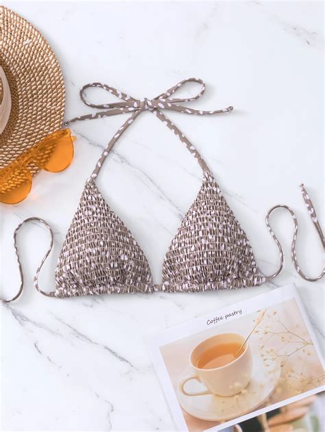 Triangel Bikini Top Mit Dalmatiner Muster Neckholder Aktuelle Trends