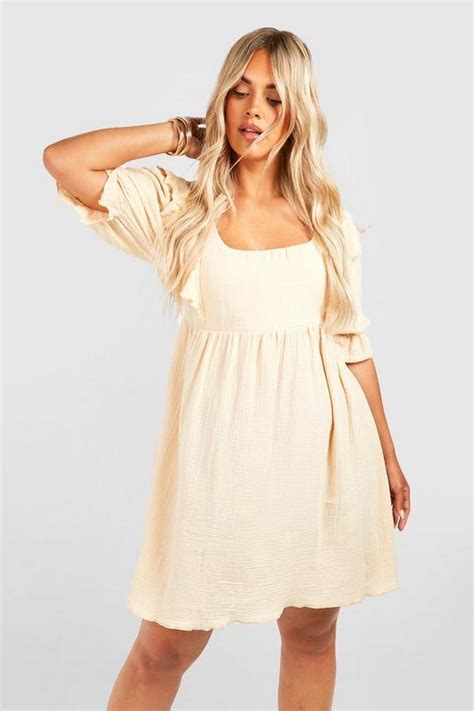 Plus Cheesecloth Frill Smock Dress Boohoo Usa