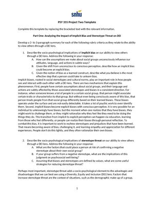 PSY 328 Module Five Activity Template PSY 328 Module Five Activity