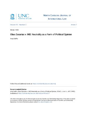 Fillable Online Scholarship Law Unc Elias Zacarias V INS Neutrality