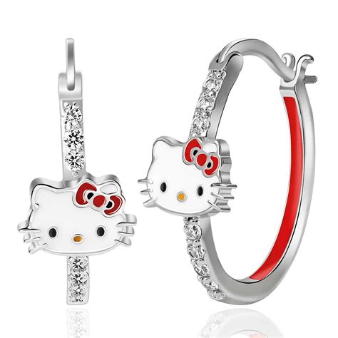 Hello Kitty Cubic Zirconia Hoop Earrings Hello Kitty Jewelry Hello