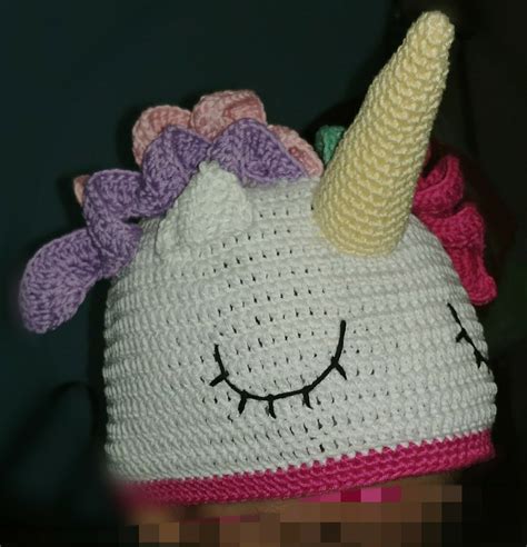 Gorrito Tejido Unicornio Crochet Hilaza Algodón Con Envío 350 00