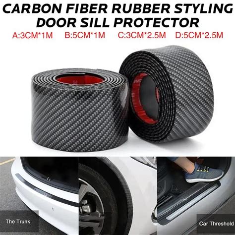 Pegatinas de goma de fibra de carbono para coche Protector de alféizar