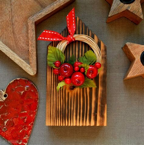 Handmade Domek z Wiankiem Dekoracje Wooden Love ღ art Madam pl