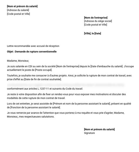 Lettre De Demande De Rupture Conventionnelle Word Et Pdf