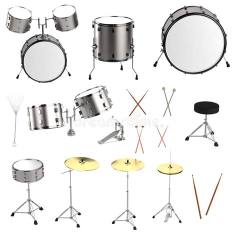 Complete Drum Set With Cymbals And Stands Stock Vector Illustration