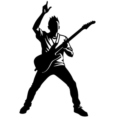 A silhouette of a man playing a guitar | Premium AI-generated vector