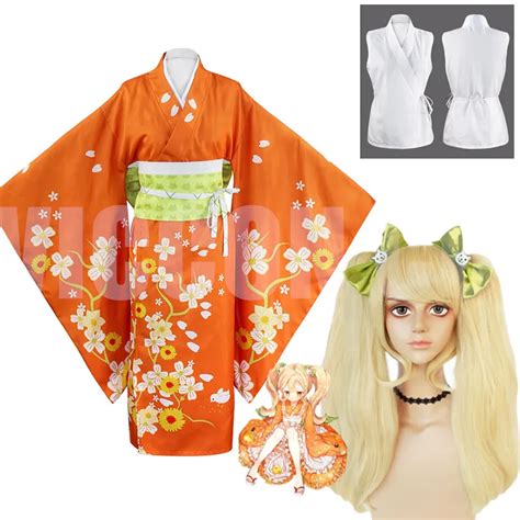 Anime Super Danganronpa 2 Hiyoko Saionji Kimono Cosplay Wig Shoes Plus Size Costumes Adult Women