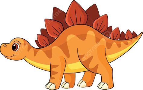 Cartoon Dinosaur Character Cute Smiling Stegosaurus Icon Prehistoric