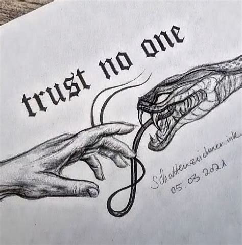 Two Hands Holding A String With The Words Trust No One Written On It In