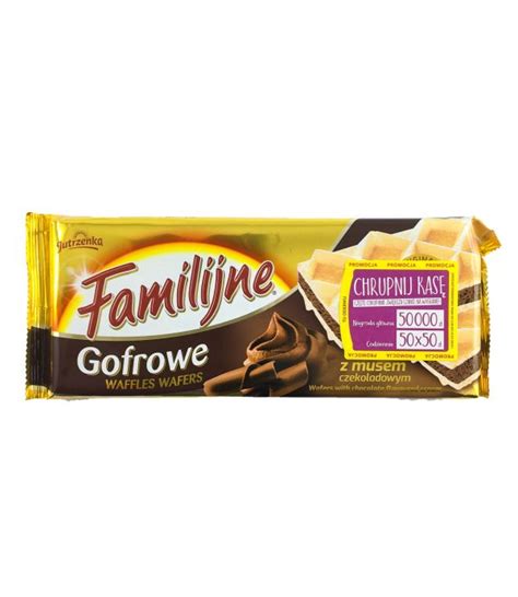 JUTRZENKA WAFLE FAMILINJE GOFROWE 130G MUS CZEKOLADOWY Delikatesy