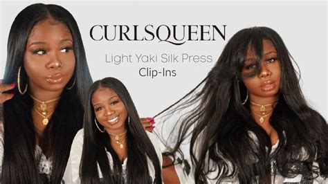 Light Yaki Silk Press Clip In Install Ft Curlsqueen Youtube