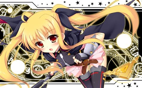 Blonde Hair Blush Cape Fate Testarossa Gloves Long Hair Magic Mahou