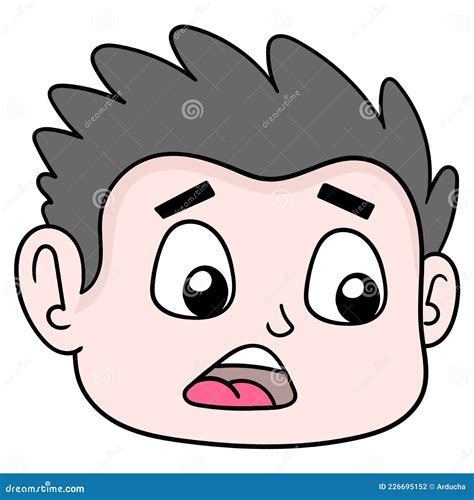 Head Boy Face Shocked Scared Doodle Icon Drawing Stock Vector