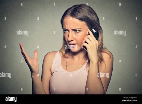 Closeup Portrait Upset Angry Skeptical Unhappy Serious Woman Talking