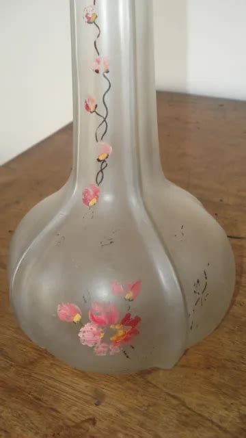 Vase Boule Ancien Art Nouveau Long Col R Tr Ci Verre Givr P Te De