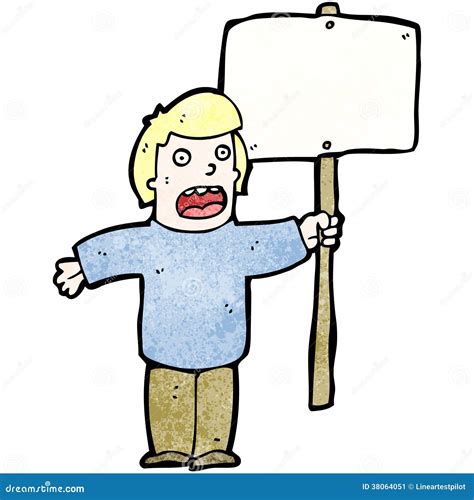 Cartoon Protester With Sign | CartoonDealer.com #38065481