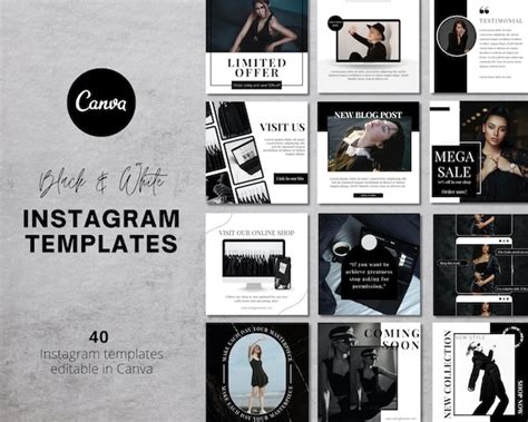 Canva Instagram Post Templates. Black and White Instagram Post - Etsy