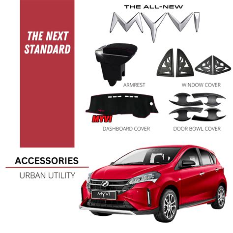 PERODUA MYVI 2018-2023 FULL ACCESSORIES Window Door Armrest Dashboard Cover Kapet Storage ...