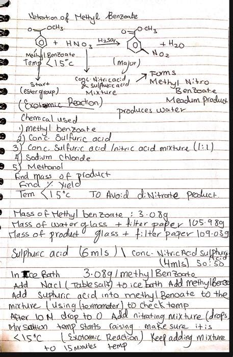 Solved As A Lab Report On The Nitration Of Methyl Benzoate Chegg