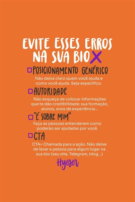 Evite esses eros na sua bio do Instagram Idéias de marketing Tudo