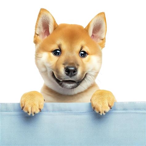 Portrait Drôle Et Heureux Chiot Shiba Inu Jetant Un Coup D oeil