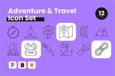 Adventure Travel Icon Set Pikkovia Store